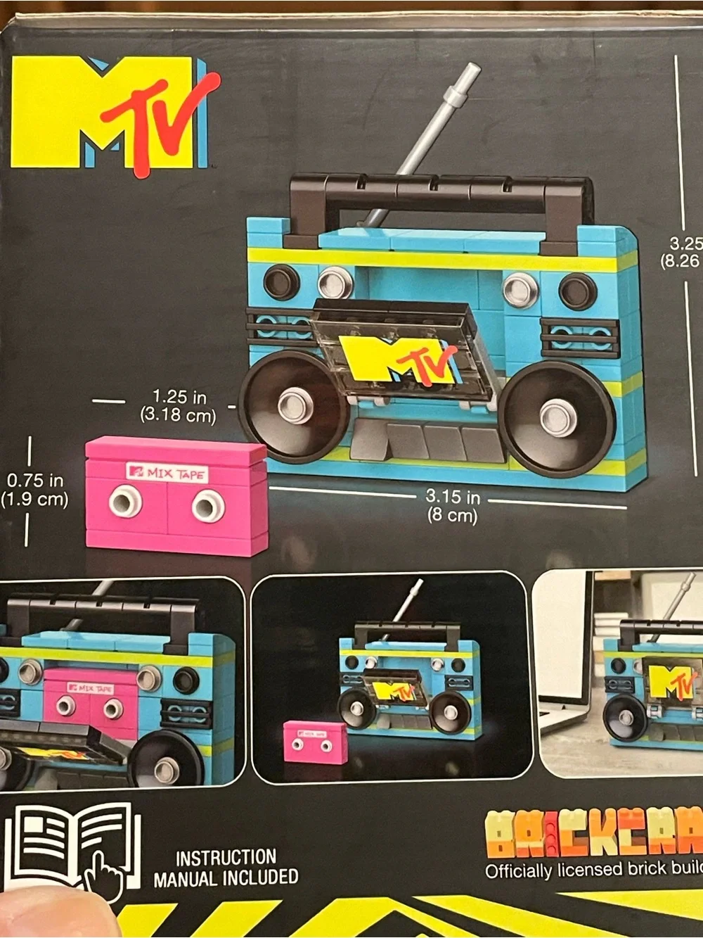 MTV Retro Boom Box Brick Set - Blue, Black & Pink Accents - 96 Piece Puzzle